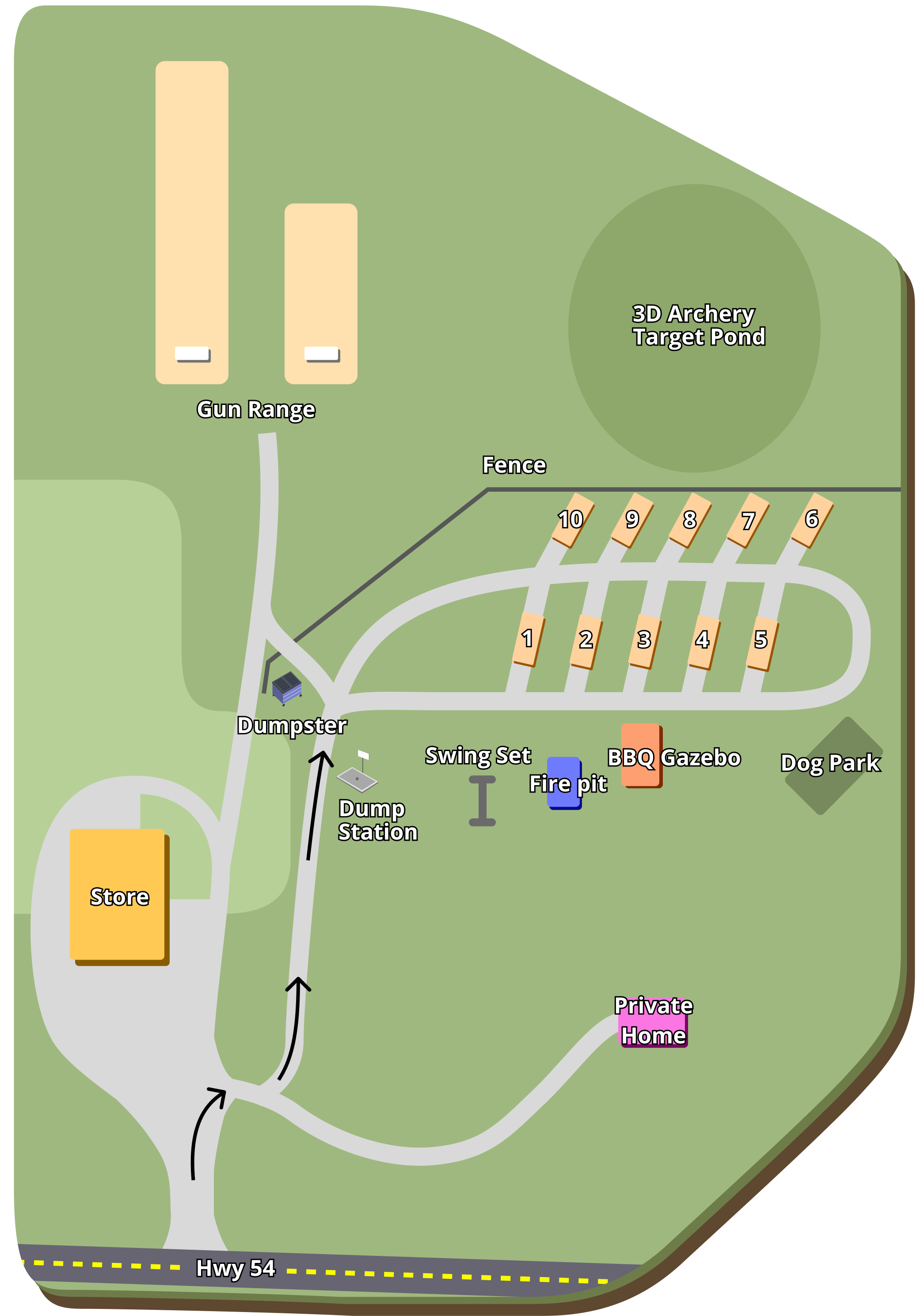 54 Shooters and RV Park property map