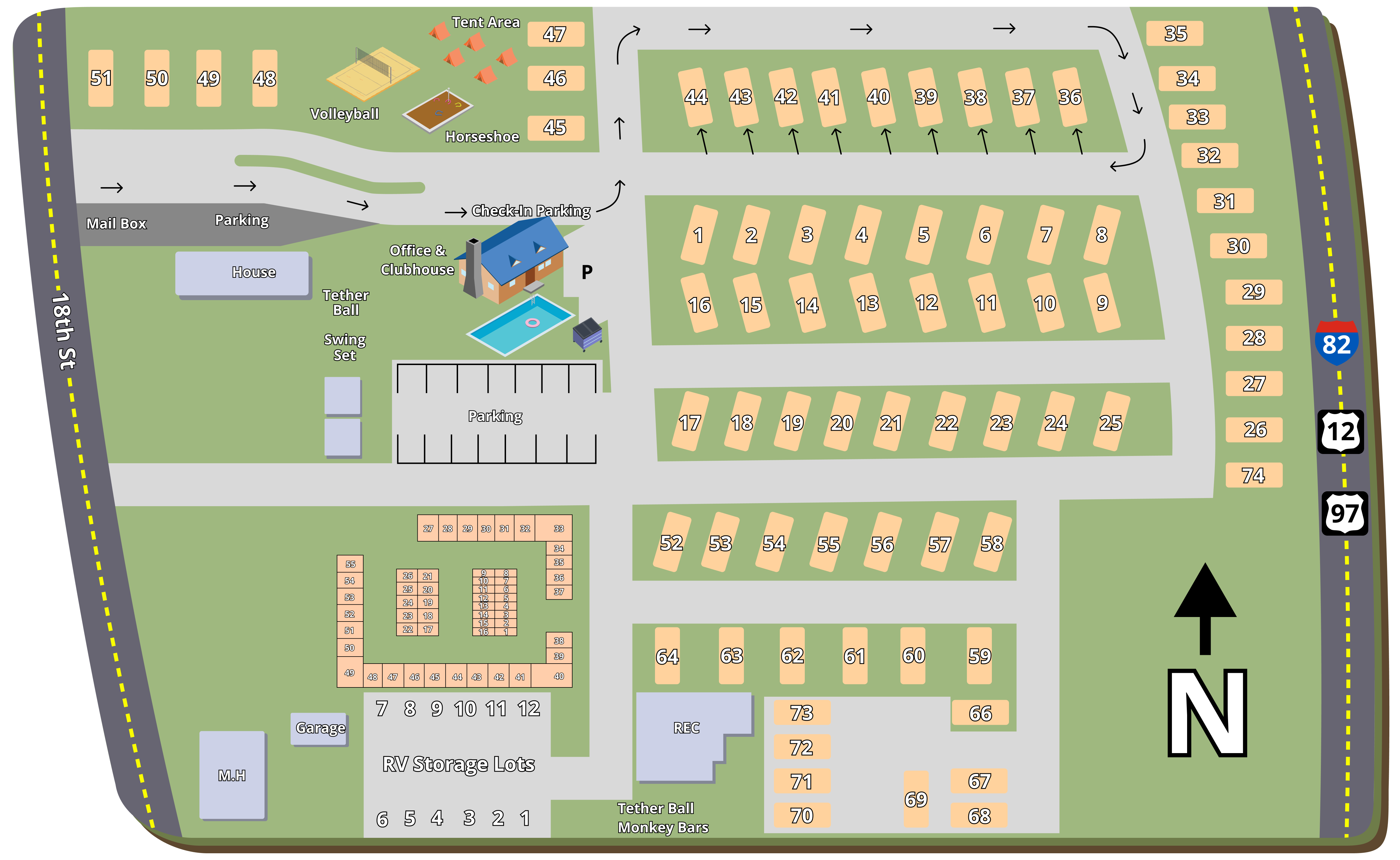 Circle 'H' RV Park & Storage property map