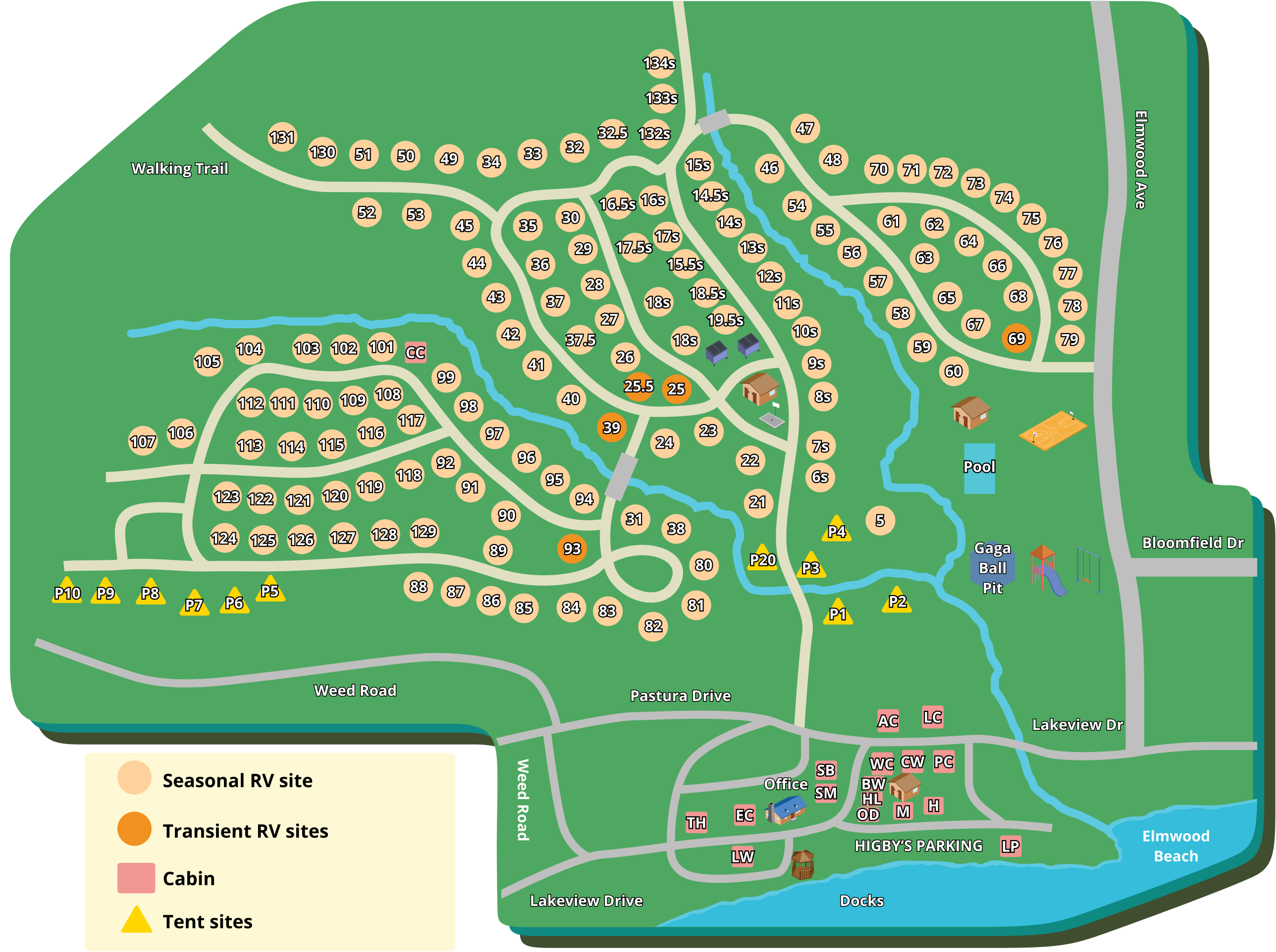 Higby's Campground & Cottages property map