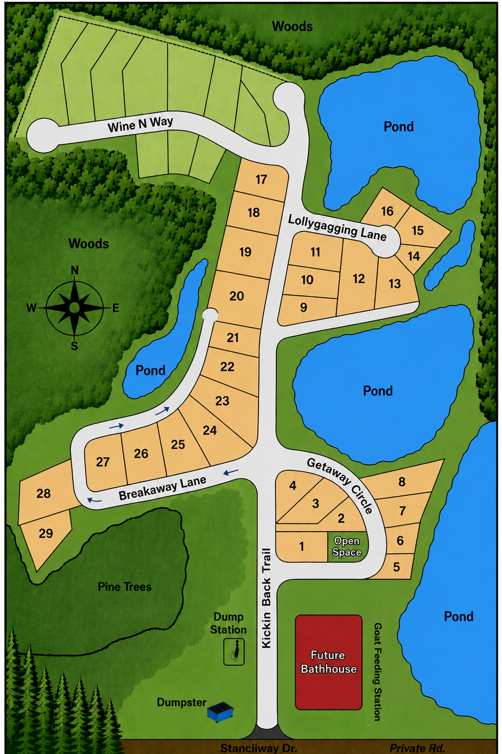 Kickin' Back Acres RV Campground property map