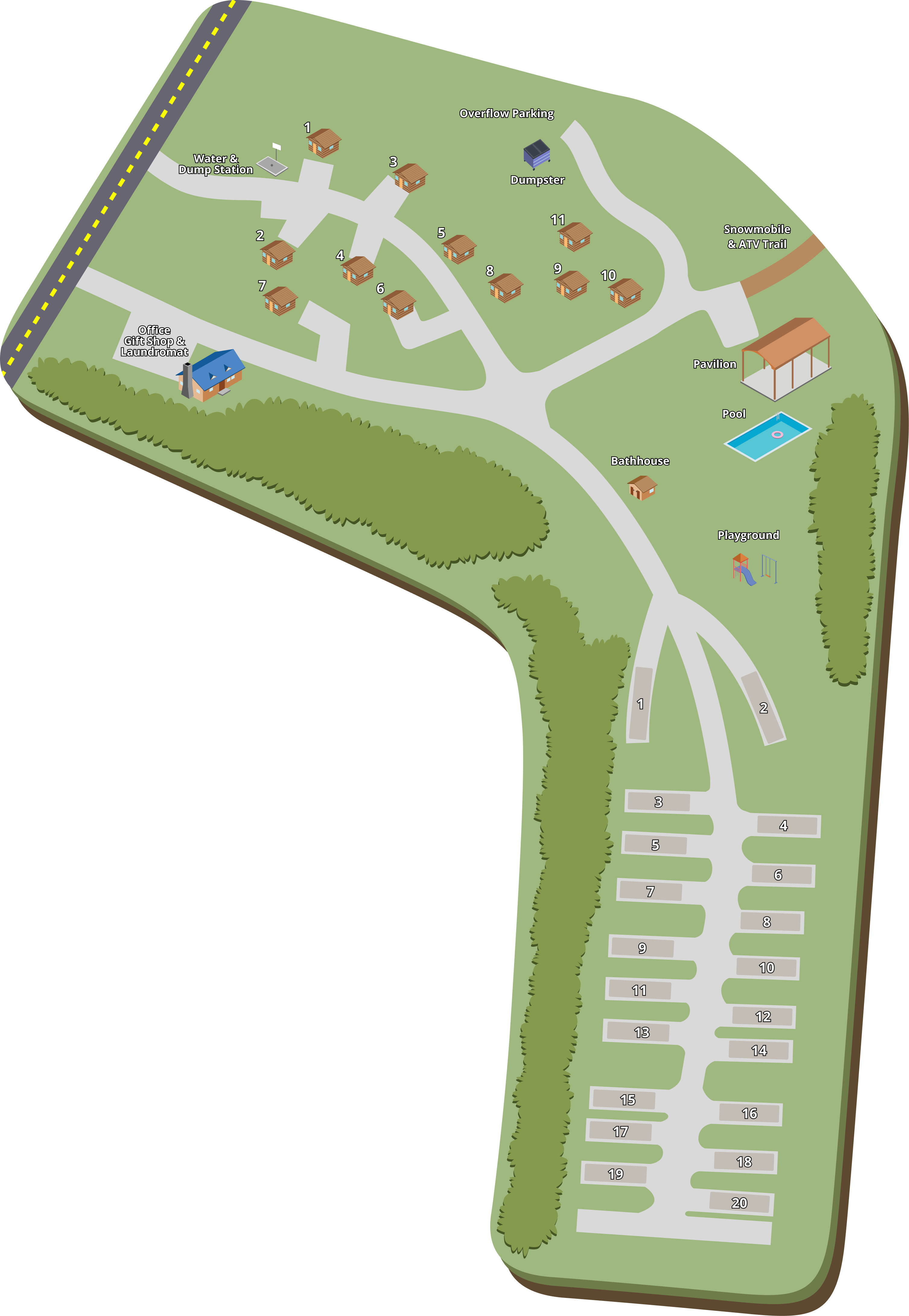 Raven Acres Cabins and RV Resort property map