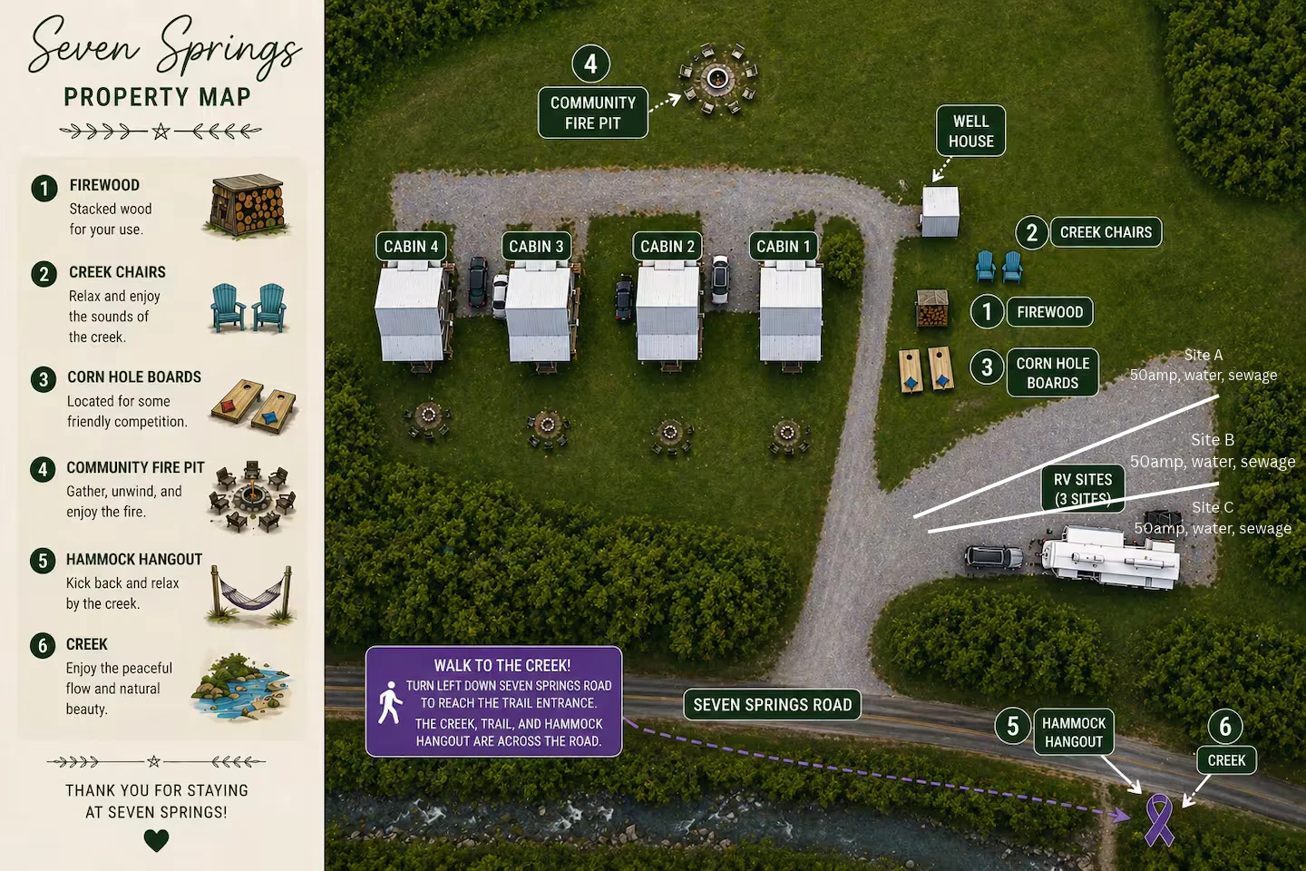 Seven Springs Tiny Cabin & RV property map