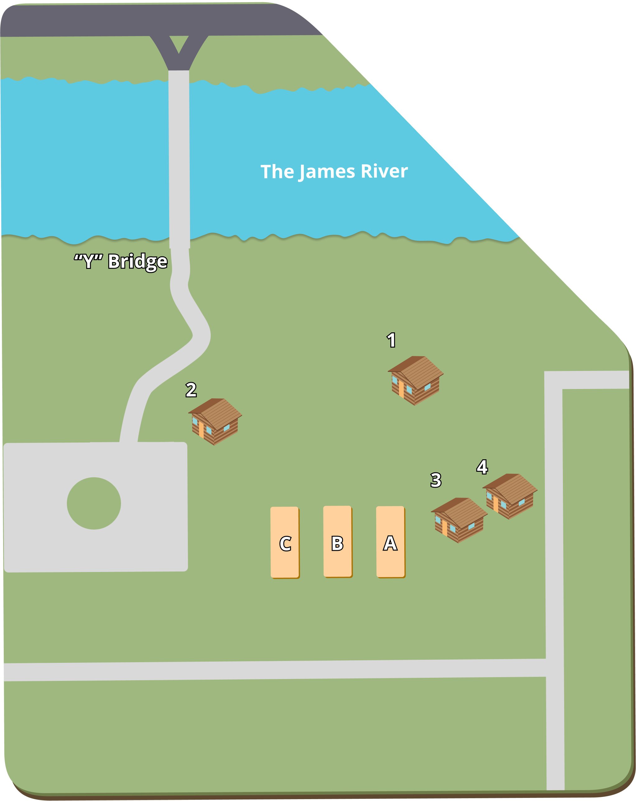 The Bridgewalk Riverside Cabins property map
