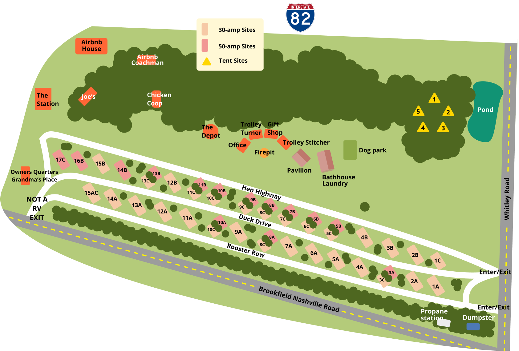 The Trolley Stop RV Park property map