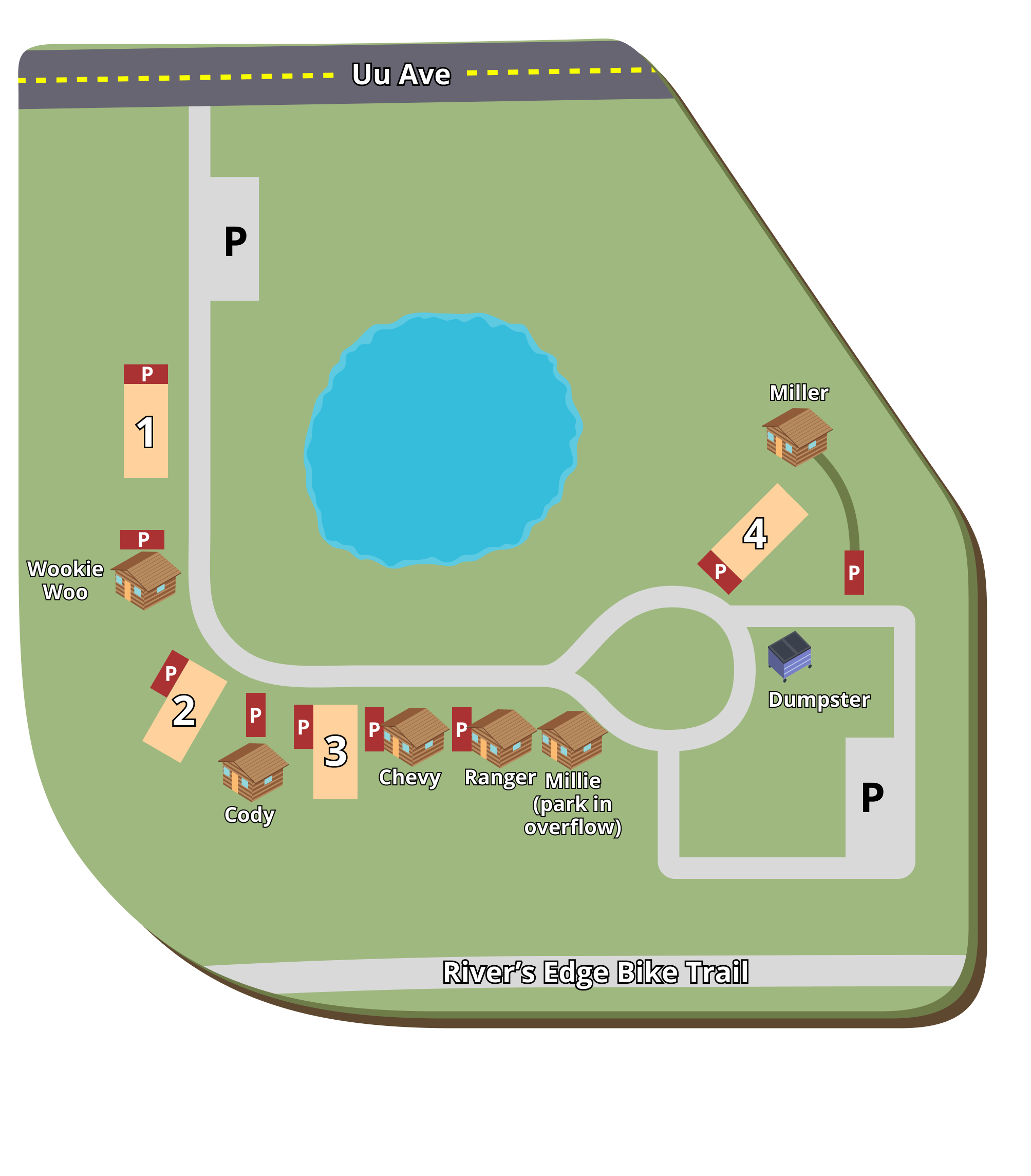 Trailhead Cabins and Camping property map